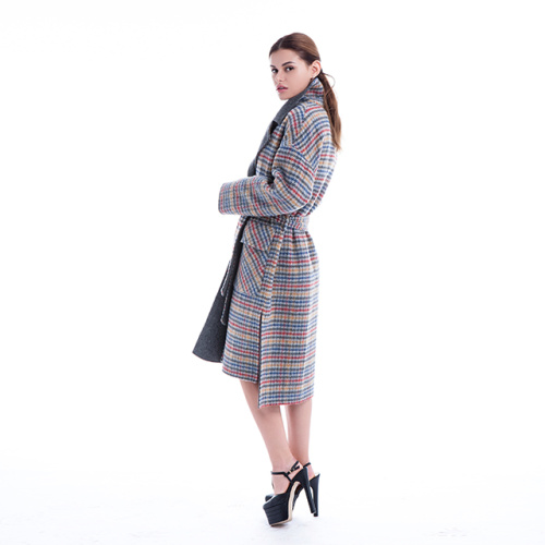 Plover check thin cashmere coat