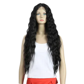 31inches Swiss Long deep wave Premium Synthetic Lace Front Wigs Synthetic Hair Wig Heat Resistant Synthetic Wig For Black Women