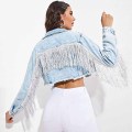 Women`s Long Sleeve Jacket with Fringe