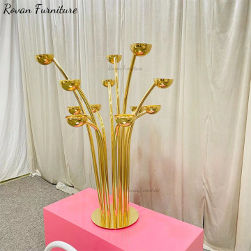 High Quality Gold Metal Candle - Tall Gold Table Centerpiece Flower Stand