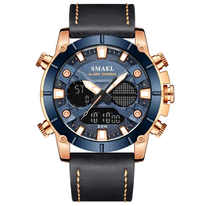 New Fashion Brand SMAEL Men Watch Leather Strap