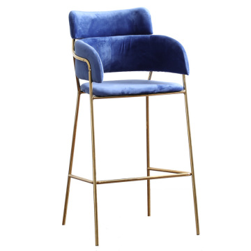 Luxury Velvet Upholstered Gold Bar Chair with Shining Frame