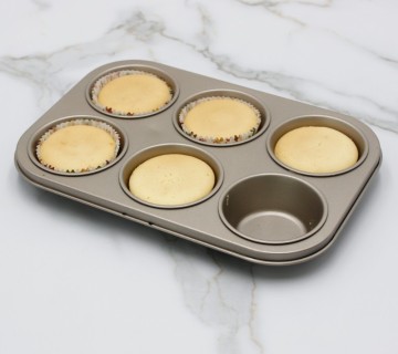 champagne gold carbon steel 6 cup muffin pan