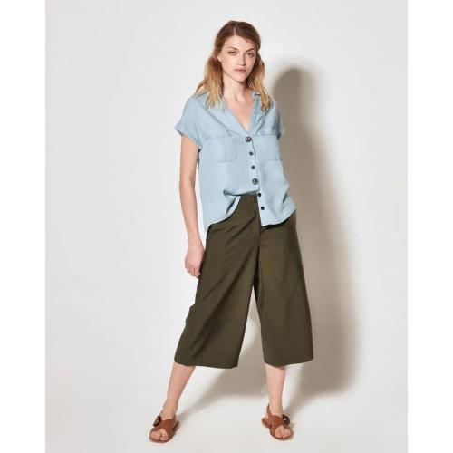 Summer Ladies Blue Casual Short Sleeve Shirt