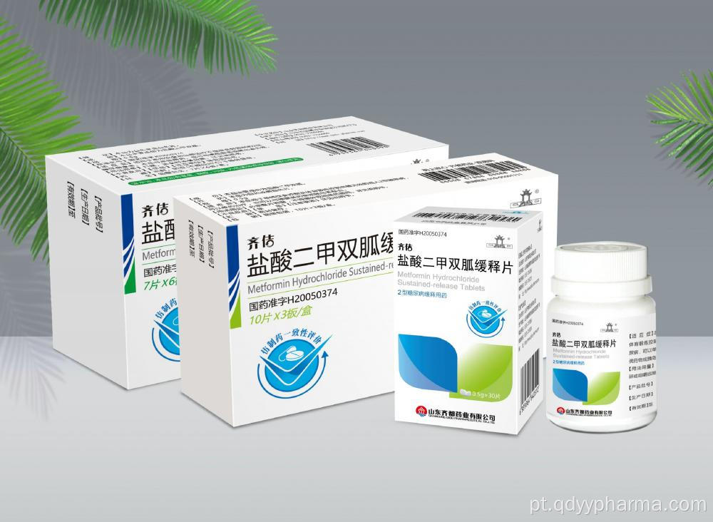 Tablets de liberação sustentada de cloridrato de metformina