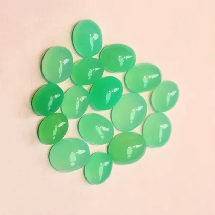 AAA Australian Jade Green Chalcedony Egg Shaped Cabochons