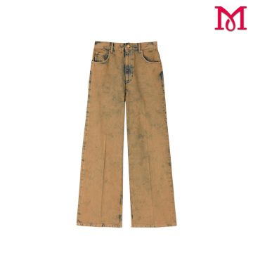 Stijlvolle bruine tie-dye damesjeans