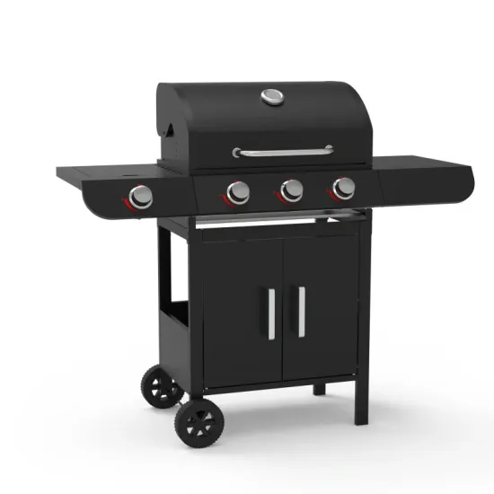 Customized Good Price Trolley Outdoor Camping Grill 3 Burners Gas BBQ Grill with Powerful Side Burner