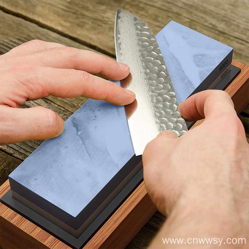 Sharp Pebble Knife Sharpening Stones Kit -Grits 400/1000/6000  Extra Large Whetstone- Wet Stone Knives Sharpener Set with NonSlip Bamboo  Base & Flattening Stone : Tools & Home Improvement