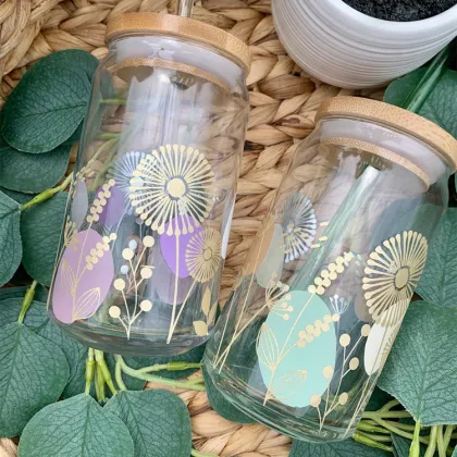 Best Seller: Custom Logo Coffee Glass Tumbler - 16oz Libbey Classic Soda Beer Glass with Bamboo Lid and Glass Straw