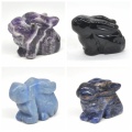 1.5" Rabbit Statue Natural Gemstone Room Decoration Healing Crystal Animals Figurines Reiki Carved Stones Wholesale