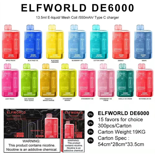 Thiết kế mới Elfworld DE6000 Thiết bị vape dùng một lần