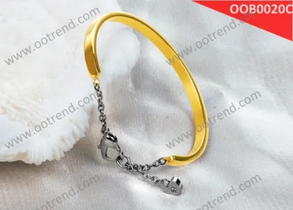 18K golden plated Stainless steel balance bracelet with heart charms anad heart clasp, heart by heart