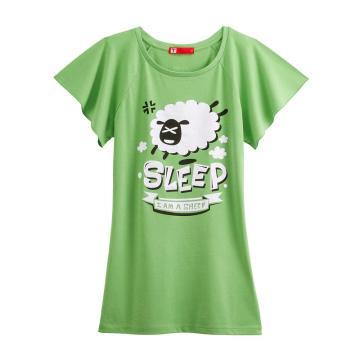 Girls\'  V-neck T-shirt with Print Cotton/Spandex