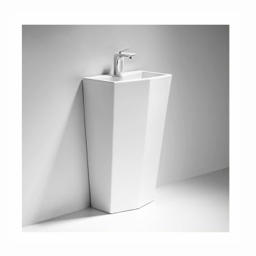 Free Standing Ceramic Pedestal Basin: High-Quality Floor-Mounted One-Piece Hand Wash Basin