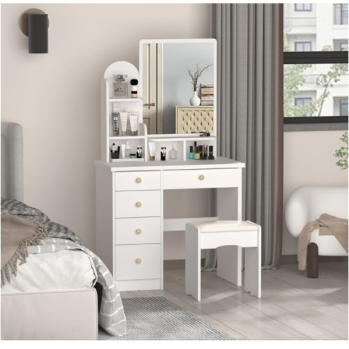 Vanity Set Dresser Desk with 5 Drawers Shelves