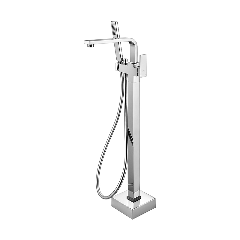 Single lever bath mixer floor-standing square