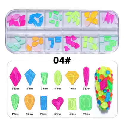 Customizable 12 Grids Glass Nail Art Rhinestones: OEM & ODM Solutions for Nail Decoration
