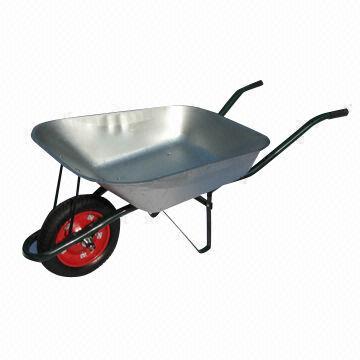 Galvanized Tray Popular Wheelbarrow, 65L Tray, 13 x 3-inch Pneumatic Wheel, Russia Building Market