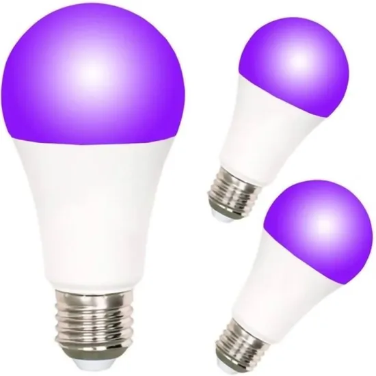 UV LED Bulb E26/E27 Base Violet Decoration Lamp 395-400nm Wavelength Black Light for Body Paint