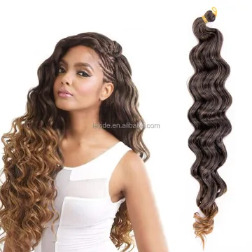 AliLeader Ombre 18inch Synthetic Extension Bulk Freetress Crochet Hair Deep Wave Crochet Braid Hair