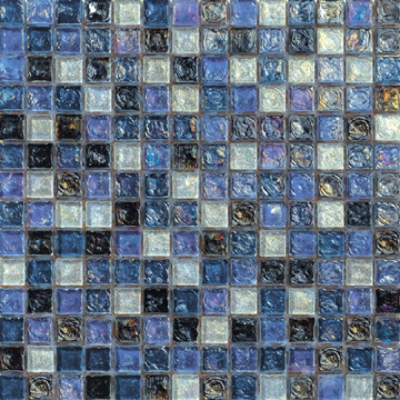 Blue Mixed Glazed Iridescent Kitchen Glass Mosaic Tile