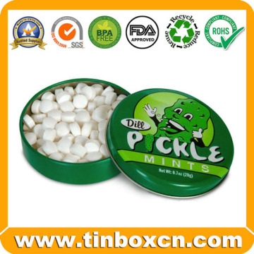 Round Metal Tins for Mint Candy Gum Sweet Confectionary