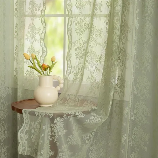 Vintage Floral Lace Sheer Curtains - Romantic & Traditional Decor