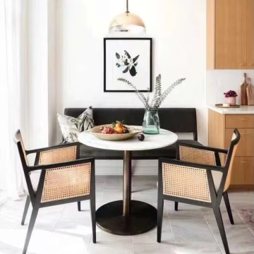 Wooden Home Furniture Rattan Wicker Back with Soft Cushion - Kitchen Dining Chair