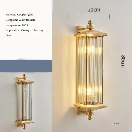 Copper Chinese Style Waterproof Wall Lights for Courtyard and Villa Exterior Lighting
