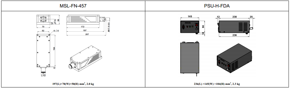 dimenisons of single longitudinal laser