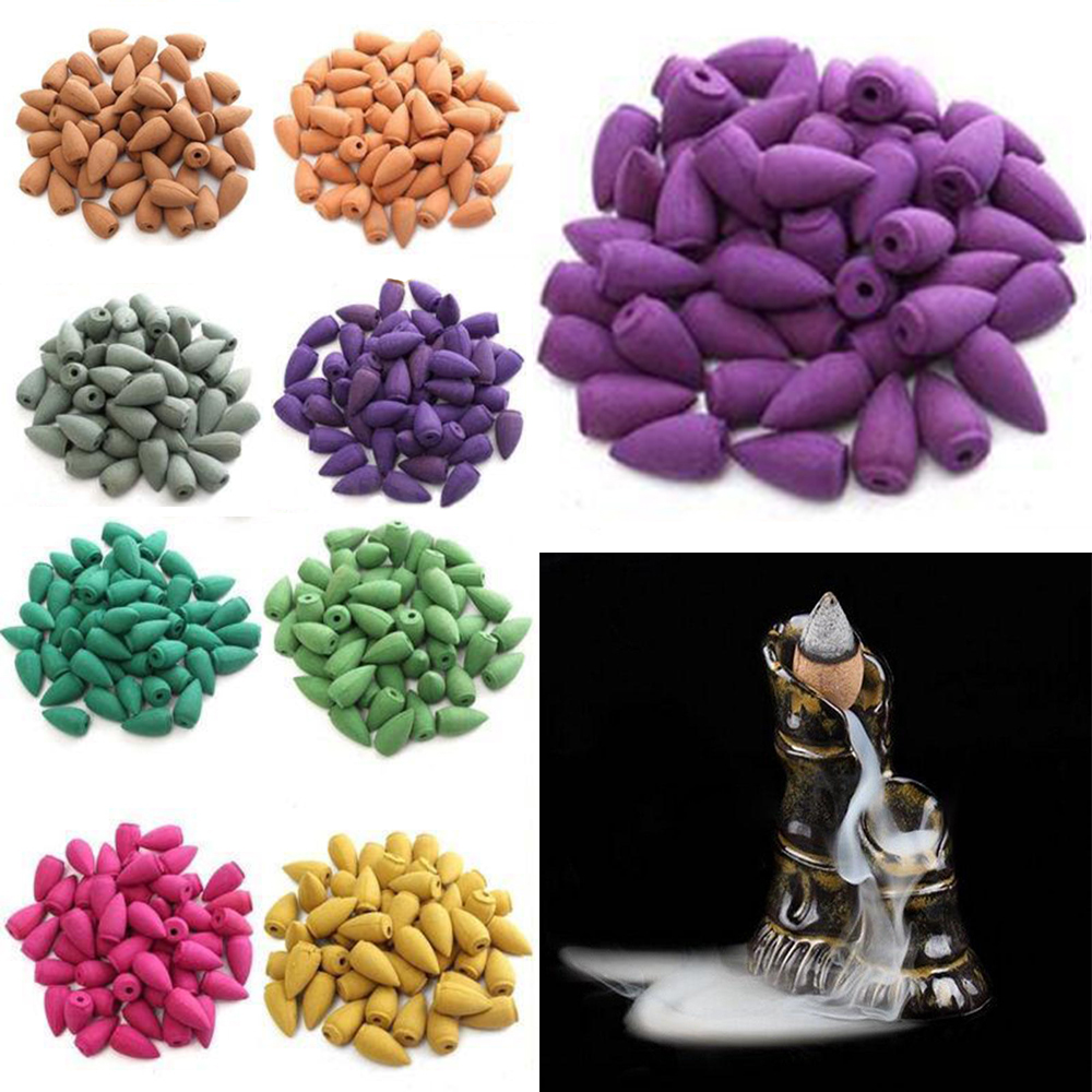 20 Pcs Natural Sandalwood Backflow Incense Indoor Tower Aroma Purifying Freshener Incence Cones for Incense Burner Holder