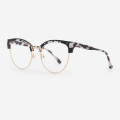 Classical Round Acetate And Metal Combined Women`s Optical Frames 23A3076
