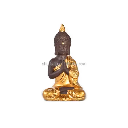 Golden Ceramic Buddha Statue - Elegant Home Decor with Intricate Cassock Design