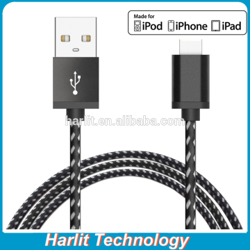 Harlit USB Data Sync Charger Cable For iPhone 7 Durable Nylon Fabric Braided Textile Core Aluminum Plated