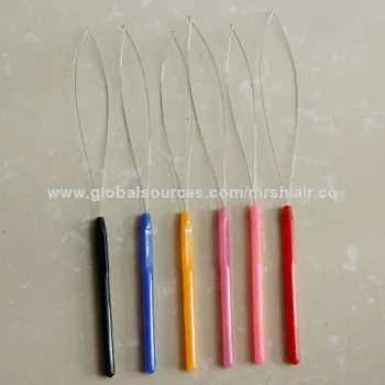 Multicolor plastic handle hook loop threader for micro loop nano ring beads cold fusion hair Extens