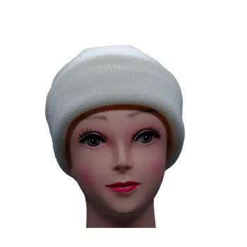 White Cuffed Knit Winter Hat