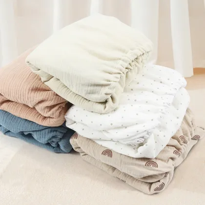 Extra Soft 100% Cotton Muslin Fitted Crib Sheets for Standard Crib Mattress
