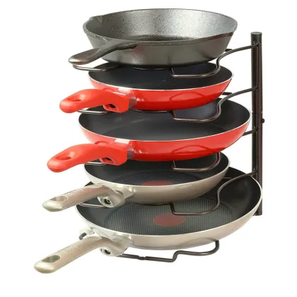 Heavy Duty Bronze Cookware Kitchen Organizer Rack Simple Houseware Cabinet Pantry Pan Rack and Pot Lid Organizer Rack Holder