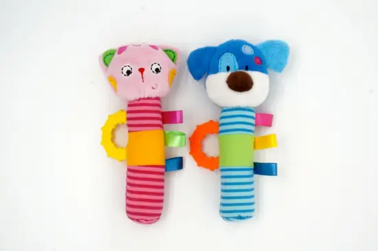 Hand Bells Plush Animal Soft Baby Rattle Toy