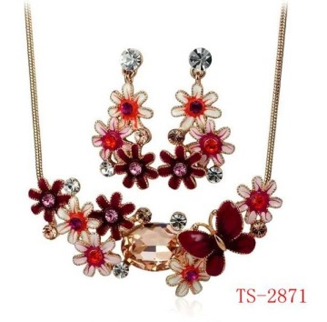 (TS-2871) Beautiful Flower Style Enamel Alloy Jewelry Sets
