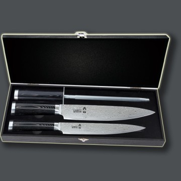 Damascus Kitchen Chef Knife Set with Sharpener