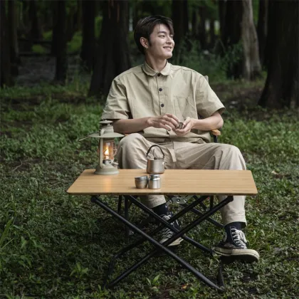 Hangrui Niello Series Outdoor Glamping Big Bamboo Platform Simple Table
