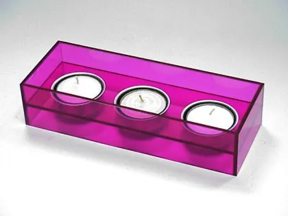 Rectangle Shape 5 pc green plastic candle holders