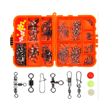 Κιτ αλιείας: 141pcs Set Carp Freshwater Saltwater Hooks Swivels Spinners Orange Box