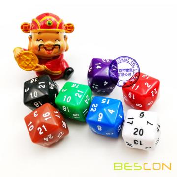 Dés polyèdres opaques colorés mélangés 24 côtés, D24 Die Gaming Dice, Dés D24, Dés de 24 côtés