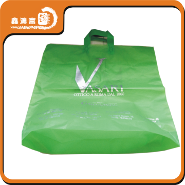 custom China soft handle plastic bag with silver logo