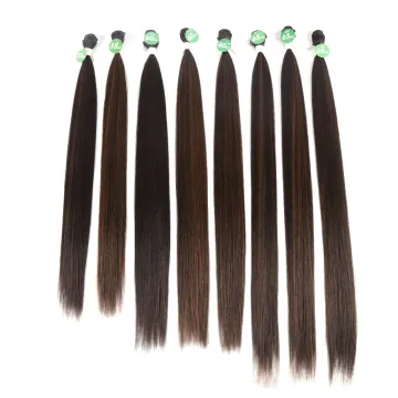 Kanekalon Fiber Hair Straight Wig Brazilian Multi Bundle Synthetic Yaki Weave