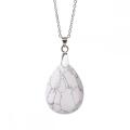Natural Howlite 28x35MM Waterdrop Pendant Necklace with 45CM Silver Chain