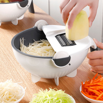 Multifunctional Vegetable Slicer Cutter Shredder Manual Mandoline Chopper Potato Carrot Cheese Grater 2 in 1 Draining Basket